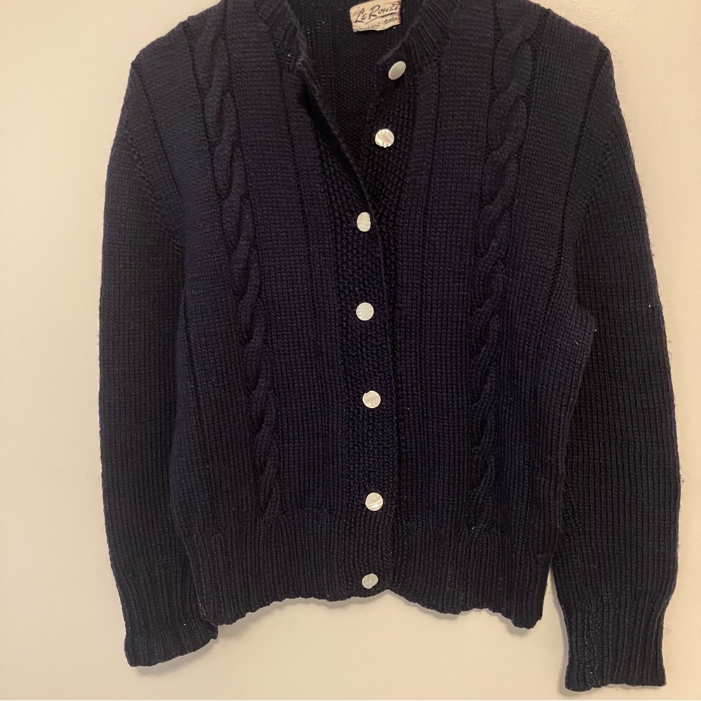 Valentino Dark Blue Cable Knit Cardigan